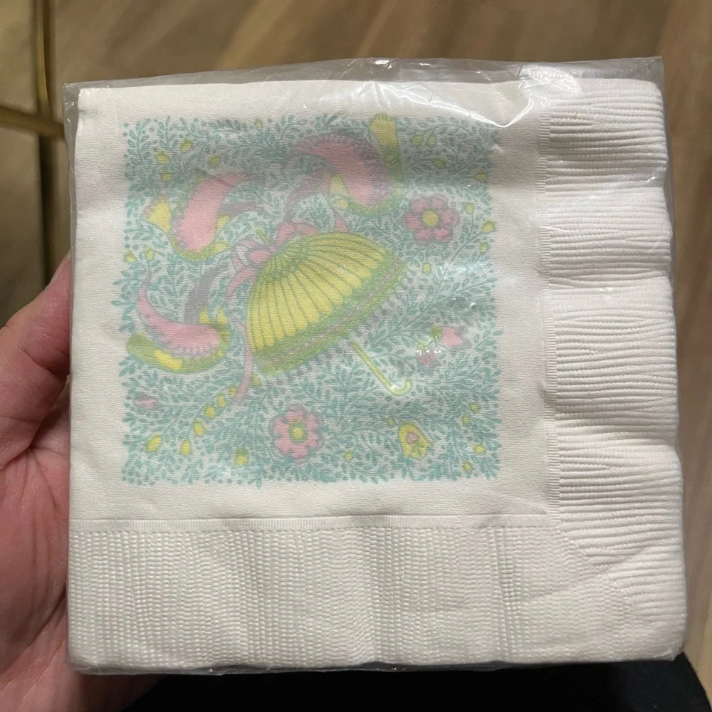 Hallmark Beverage Napkins, Early Vintage, “tickled blue luncheon napkins”
